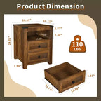 Table de chevet de ferme Dyonery 18 avec station de recharge, table d'appoint avec 2 tiroirs, table d'appoint pour salon, blanche