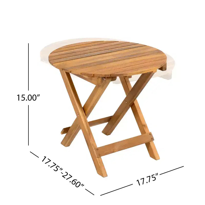 MAYEERTY 1 Table d'appoint pliante en bois pour l'extérieur, Table d'appoint à longueur réglable pour patio, petit espace, intérieur/extérieur