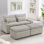 EHMKNP Canapé d'angle moderne 70.9 avec rangement, poufs, 4 ports et 2 porte-gobelets