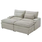 EHMKNP Canapé d'angle moderne 70.9 avec rangement, poufs, 4 ports et 2 porte-gobelets