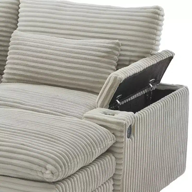 EHMKNP Canapé d'angle moderne 70.9 avec rangement, poufs, 4 ports et 2 porte-gobelets