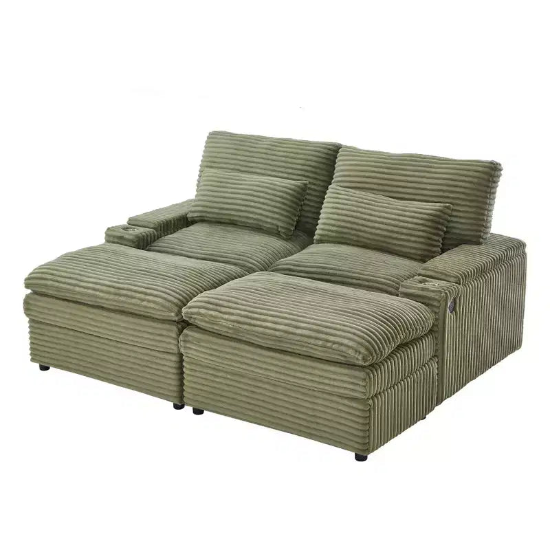 EHMKNP Canapé d'angle moderne 70.9 avec rangement, poufs, 4 ports et 2 porte-gobelets
