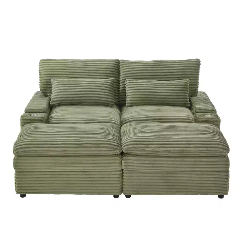 EHMKNP Canapé d'angle moderne 70.9 avec rangement, poufs, 4 ports et 2 porte-gobelets