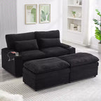 EHMKNP Canapé d'angle moderne 70.9 avec rangement, poufs, 4 ports et 2 porte-gobelets