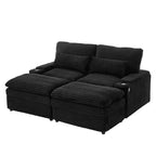 EHMKNP Canapé d'angle moderne 70.9 avec rangement, poufs, 4 ports et 2 porte-gobelets