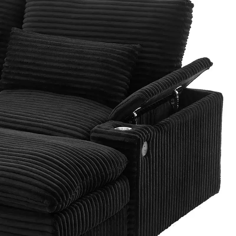 EHMKNP Canapé d'angle moderne 70.9 avec rangement, poufs, 4 ports et 2 porte-gobelets