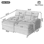 EHMKNP Canapé d'angle moderne 70.9 avec rangement, poufs, 4 ports et 2 porte-gobelets