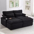 EHMKNP Canapé d'angle moderne 70.9 avec rangement, poufs, 4 ports et 2 porte-gobelets