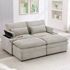 EHMKNP Canapé d'angle moderne 70.9 avec rangement, poufs, 4 ports et 2 porte-gobelets