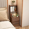 Tall Nightstand with Charging Station & Night Light, Voice Control, Wooden Large Bedside Tables with Storage Cabinet and Bookshelf