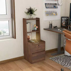 Tall Nightstand with Charging Station & Night Light, Voice Control, Wooden Large Bedside Tables with Storage Cabinet and Bookshelf