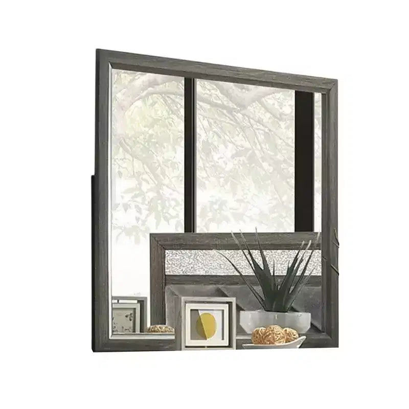 Royal Hampton Dresser Vanity Mirror, 39 Inch Stylish Modern Gray Wood Frame