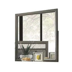 Royal Hampton Dresser Vanity Mirror, 39 Inch Stylish Modern Gray Wood Frame