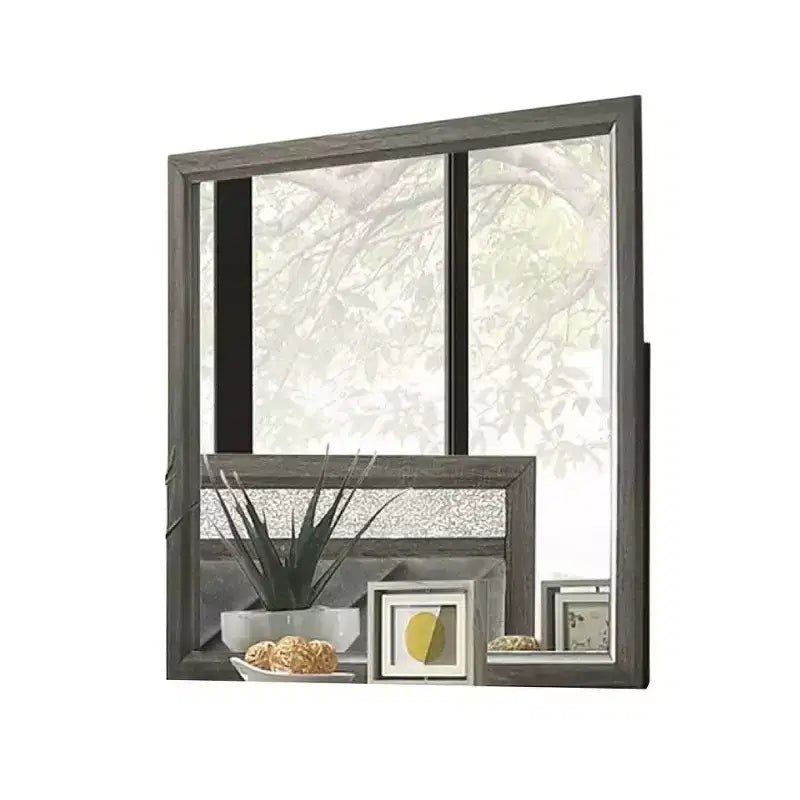 Royal Hampton Dresser Vanity Mirror, 39 Inch Stylish Modern Gray Wood Frame