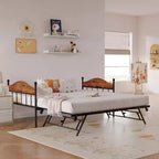 Lit de repos jumeau avec lit gigogne, cadre de lit pliable en métal robuste, canapé-lit double en métal, cadre de lit en acier robuste, pour la maison