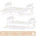 Lit de repos jumeau avec lit gigogne, cadre de lit pliable en métal robuste, canapé-lit double en métal, cadre de lit en acier robuste, pour la maison