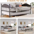 Lit de repos jumeau avec lit gigogne, cadre de lit pliable en métal robuste, canapé-lit double en métal, cadre de lit en acier robuste, pour la maison