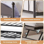 Lit de repos jumeau avec lit gigogne, cadre de lit pliable en métal robuste, canapé-lit double en métal, cadre de lit en acier robuste, pour la maison