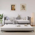 Twin Daybed with Trundle, Sturdy Metal Foldable Bed Frame, Metal Double-Sized Sofa Bed, Heavy-Duty Steel Bed Frame, for Home