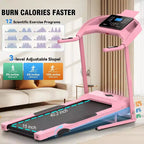 KRISRATE Treadmill with Incline, 3.5HP Smart Portable Folding Treadmill for Home, Running Machine with Smart Fitness Tracking, Silent Shock Absorption