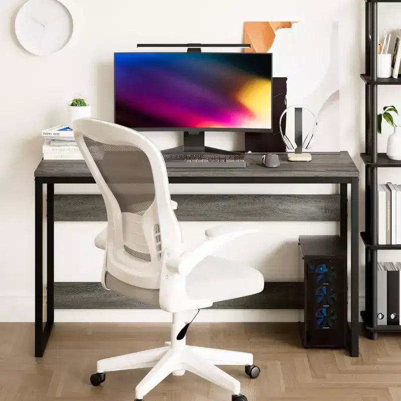 HOMLUX 52 Bureau d'ordinateur à cadre métallique Table d'étude Poste de travail de bureau à domicile avec compartiment de rangement