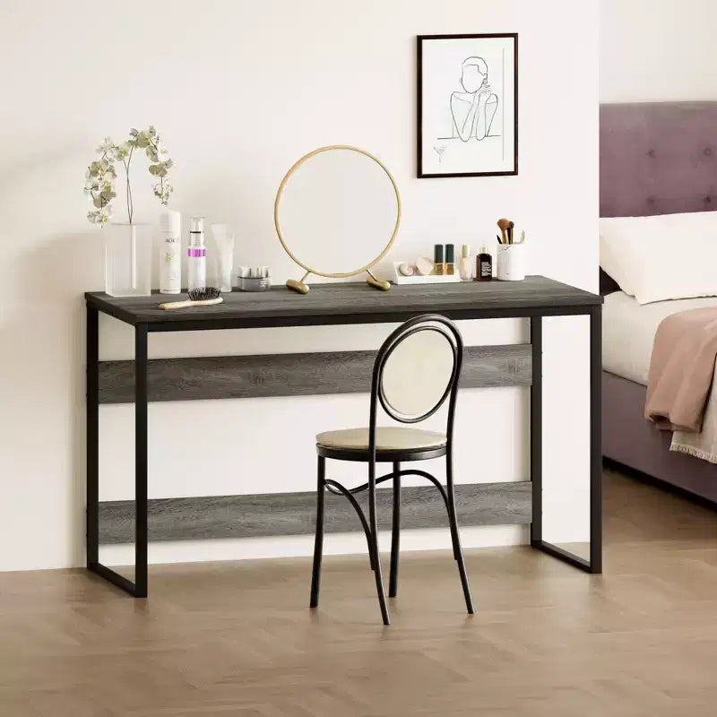 HOMLUX 52 Bureau d'ordinateur à cadre métallique Table d'étude Poste de travail de bureau à domicile avec compartiment de rangement