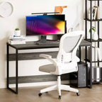 HOMLUX 52 Bureau d'ordinateur à cadre métallique Table d'étude Poste de travail de bureau à domicile avec compartiment de rangement