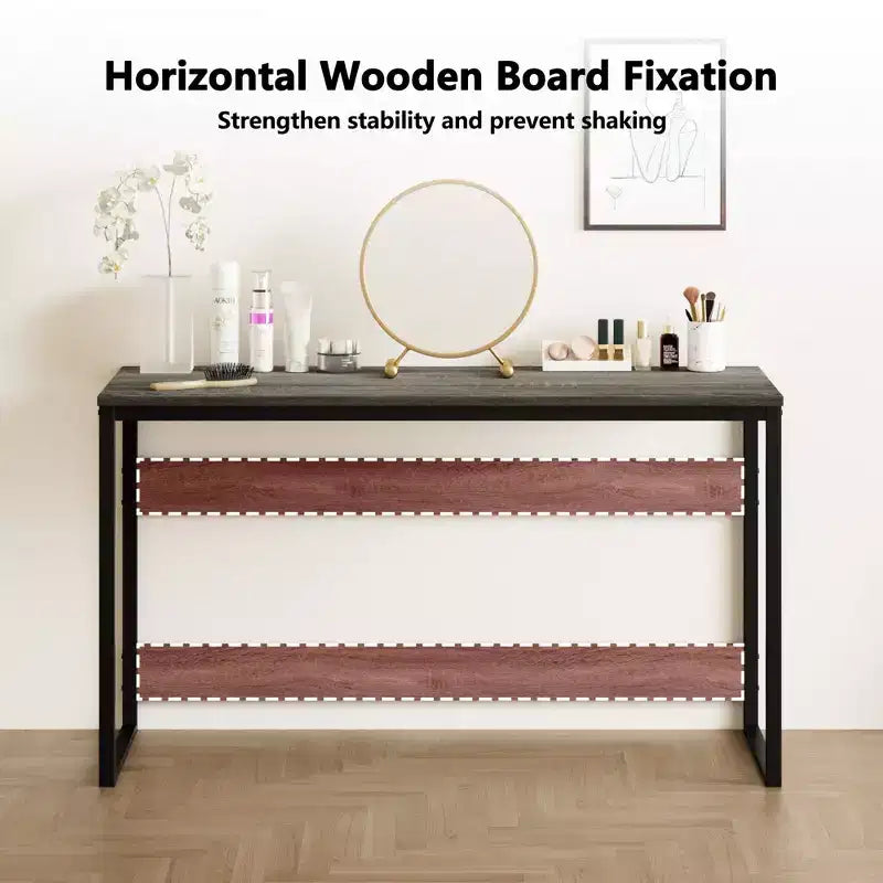 HOMLUX 52 Bureau d'ordinateur à cadre métallique Table d'étude Poste de travail de bureau à domicile avec compartiment de rangement