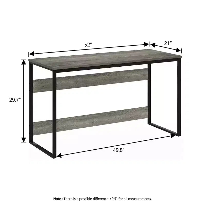 HOMLUX 52 Bureau d'ordinateur à cadre métallique Table d'étude Poste de travail de bureau à domicile avec compartiment de rangement