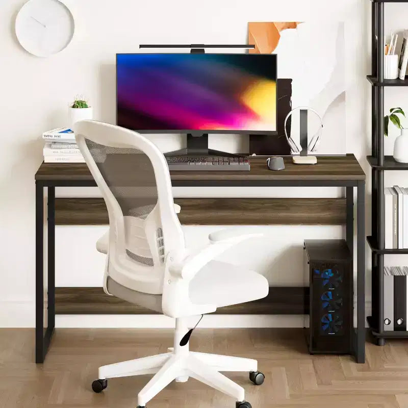 HOMLUX 52 Bureau d'ordinateur à cadre métallique Table d'étude Poste de travail de bureau à domicile avec compartiment de rangement