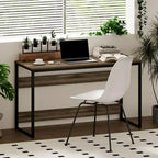 HOMLUX 52 Bureau d'ordinateur à cadre métallique Table d'étude Poste de travail de bureau à domicile avec compartiment de rangement