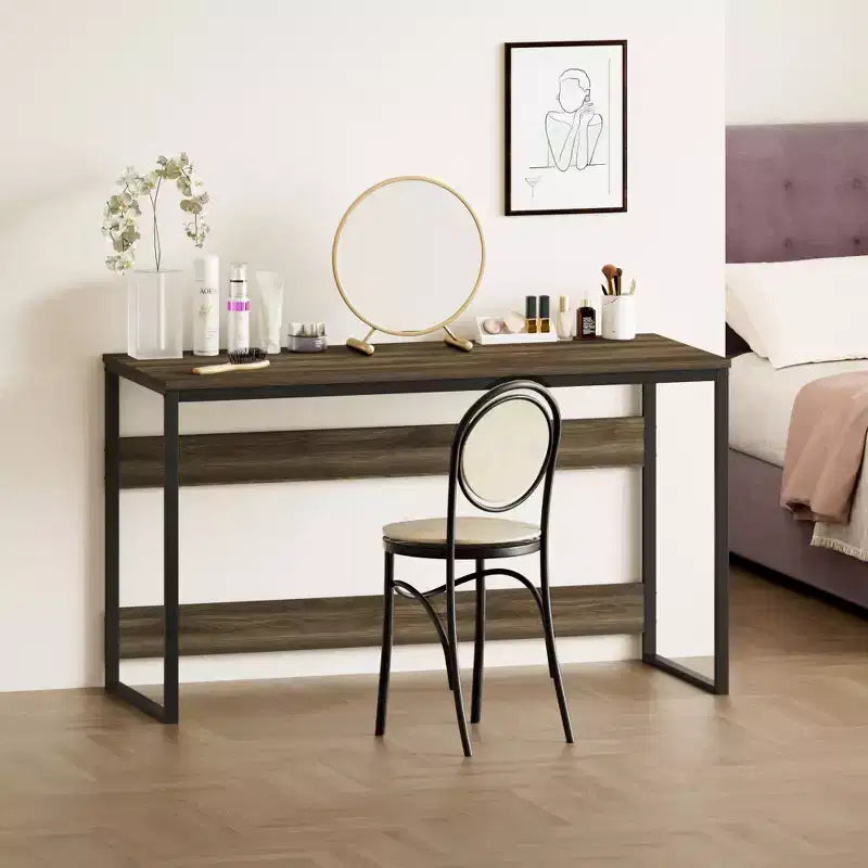 HOMLUX 52 Bureau d'ordinateur à cadre métallique Table d'étude Poste de travail de bureau à domicile avec compartiment de rangement