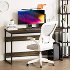 HOMLUX 52 Bureau d'ordinateur à cadre métallique Table d'étude Poste de travail de bureau à domicile avec compartiment de rangement