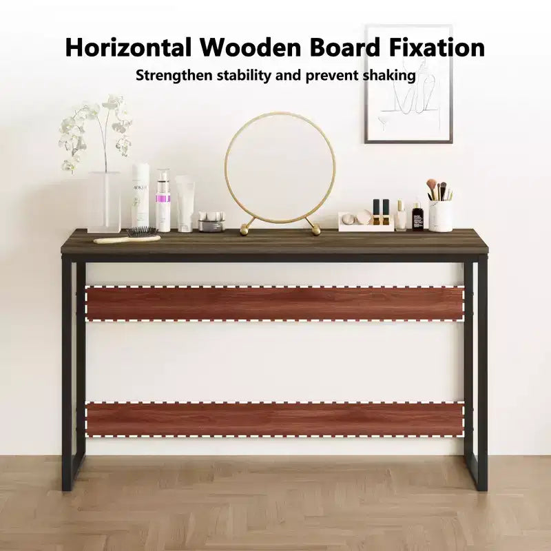 HOMLUX 52 Bureau d'ordinateur à cadre métallique Table d'étude Poste de travail de bureau à domicile avec compartiment de rangement