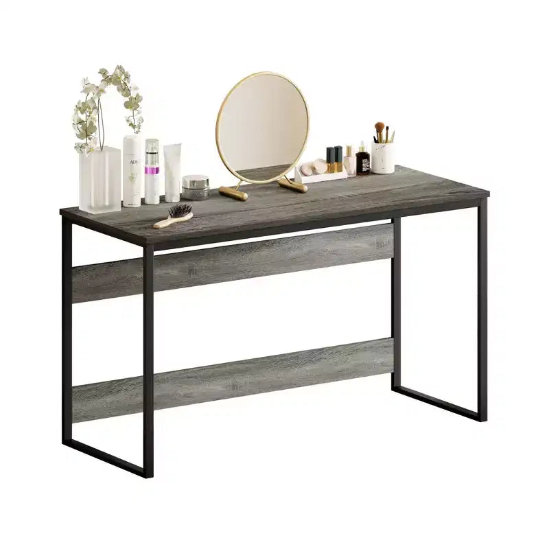 HOMLUX 52 Bureau d'ordinateur à cadre métallique Table d'étude Poste de travail de bureau à domicile avec compartiment de rangement