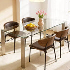 Table à manger en verre trempé 66,9 avec pieds en métal, table de cuisine Gaoyangjiaju