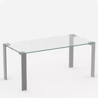 Table à manger en verre trempé 66,9 avec pieds en métal, table de cuisine Gaoyangjiaju