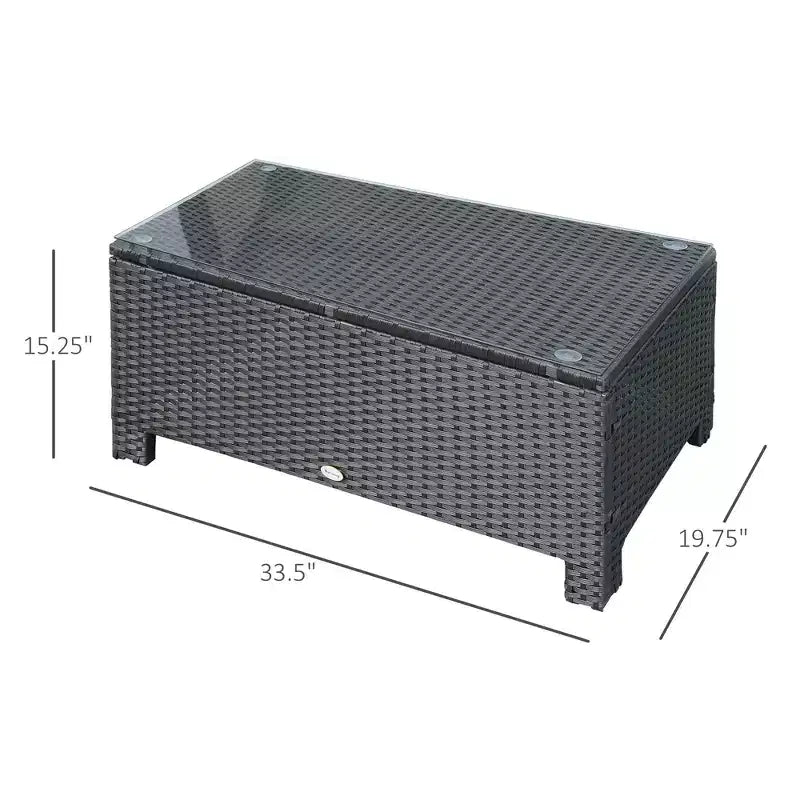 Table basse de patio, grande table d'appoint, en rotin PE tressé à la main, osier résistant aux intempéries