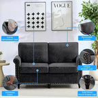 Canapé 3 places moderne en tissu chenille Mjkone/Canapé causeuse/Fauteuil simple avec design à rivets, Canapé de salon