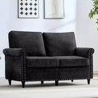 Canapé 3 places moderne en tissu chenille Mjkone/Canapé causeuse/Fauteuil simple avec design à rivets, Canapé de salon
