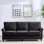 Canapé 3 places moderne en tissu chenille Mjkone/Canapé causeuse/Fauteuil simple avec design à rivets, Canapé de salon