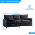 Canapé 3 places moderne en tissu chenille Mjkone/Canapé causeuse/Fauteuil simple avec design à rivets, Canapé de salon