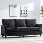 Canapé 3 places moderne en tissu chenille Mjkone/Canapé causeuse/Fauteuil simple avec design à rivets, Canapé de salon