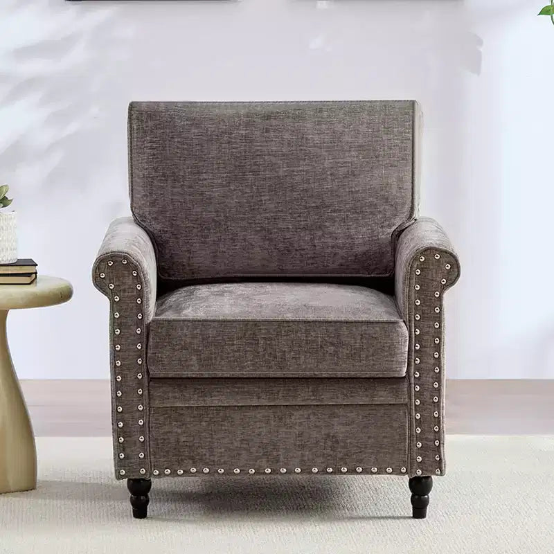 Canapé 3 places moderne en tissu chenille Mjkone/Canapé causeuse/Fauteuil simple avec design à rivets, Canapé de salon