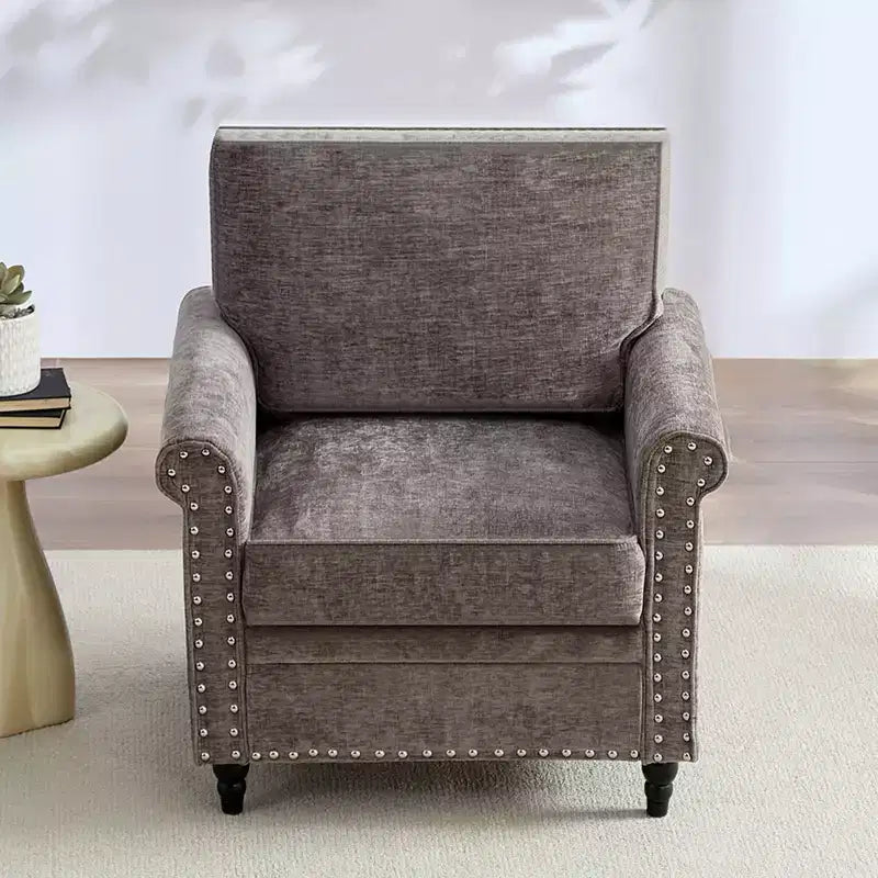 Canapé 3 places moderne en tissu chenille Mjkone/Canapé causeuse/Fauteuil simple avec design à rivets, Canapé de salon