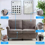 Canapé 3 places moderne en tissu chenille Mjkone/Canapé causeuse/Fauteuil simple avec design à rivets, Canapé de salon