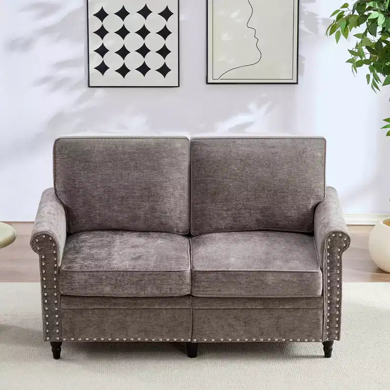 Canapé 3 places moderne en tissu chenille Mjkone/Canapé causeuse/Fauteuil simple avec design à rivets, Canapé de salon