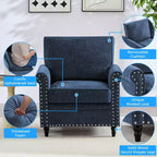 Canapé 3 places moderne en tissu chenille Mjkone/Canapé causeuse/Fauteuil simple avec design à rivets, Canapé de salon