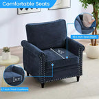 Canapé 3 places moderne en tissu chenille Mjkone/Canapé causeuse/Fauteuil simple avec design à rivets, Canapé de salon