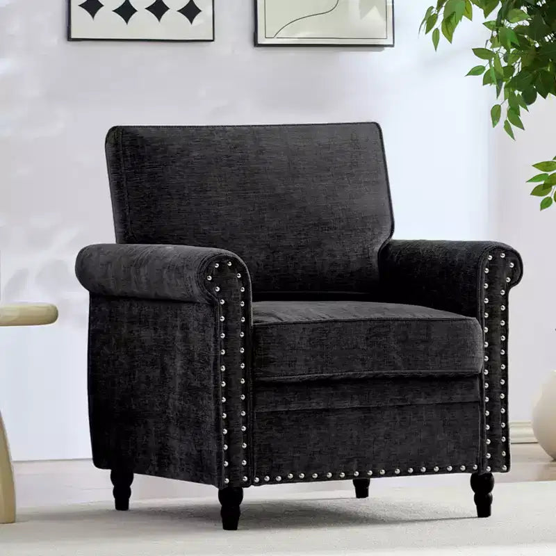 Canapé 3 places moderne en tissu chenille Mjkone/Canapé causeuse/Fauteuil simple avec design à rivets, Canapé de salon